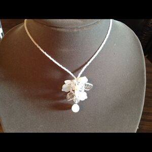 QVC Glass beaded necklace with flower